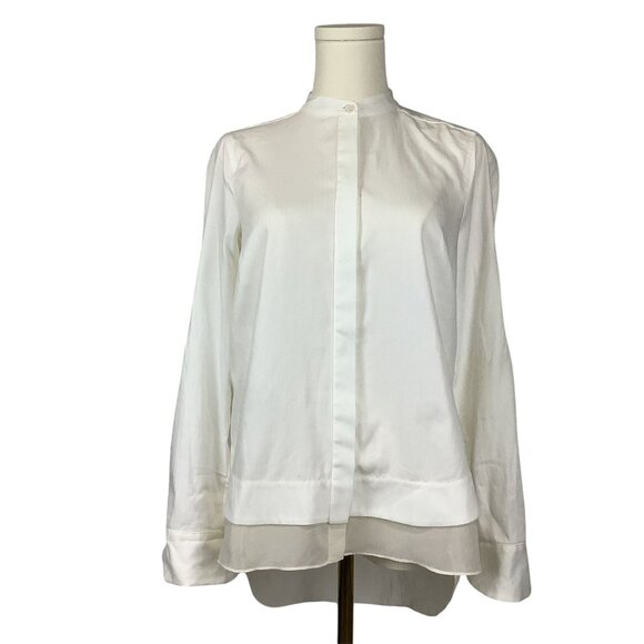 BCBGMAXAZRIA Asymmetrical Shirt with Mandarin Collar - Picture 1 of 4